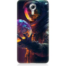 Teknomeg General Mobile Discovery 4g Uyumlu Astranot ve Gezegen Desenli Silikon Kılıf