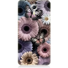 Teknomeg General Mobile Discovery 4g Uyumlu Pastel Renkli Çiçekler ve Kelebekler Desenli Silikon Kılıf