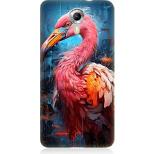 Teknomeg General Mobile Discovery 4g Uyumlu Pembe Albatros Kuş Desenli Silikon Kılıf