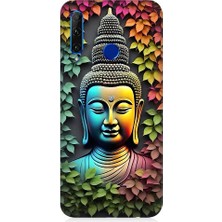 Teknomeg Huawei Honor 20 Lite Uyumlu Budha ve Sarmaşık Yapraklar Desenli Silikon Kılıf