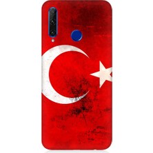 Teknomeg Huawei Honor 20 Lite Uyumlu Türk Bayrağı  Desenli Silikon Kılıf