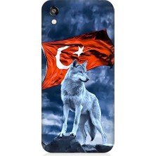 Teknomeg Huawei Honor 8s Uyumlu Kurt Göktürk ve Bayrak Desenli Silikon Kılıf