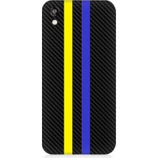 Teknomeg Huawei Honor 8s Uyumlu Sarı Lacivert Karbon Motif Desenli Silikon Kılıf