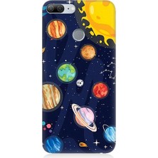 Teknomeg Huawei Honor 9 Lite Uyumlu Gezegenler ve Yıldız Haritası Desenli Silikon Kılıf