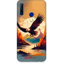 Teknomeg Huawei Honor 20 Lite Uyumlu Uçan Siyah Beyaz Kartal Desenli Silikon Kılıf