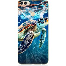 Teknomeg Huawei P Smart Uyumlu Deniz Kaplumbağası Desenli Silikon Kılıf