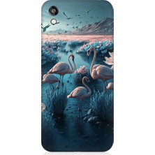 Teknomeg Huawei Honor 8s Uyumlu Pembe Filamingolar Desenli Silikon Kılıf
