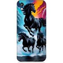 Teknomeg Huawei Honor 8s Uyumlu Siyah Atlar Desenli Silikon Kılıf