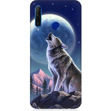 Teknomeg Huawei Honor 20 Lite Uyumlu Kurt ve Ay Desenli Silikon Kılıf