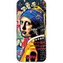 Teknomeg Huawei Honor 8s Uyumlu Inci Küpeli Kız Popart Desenli Silikon Kılıf