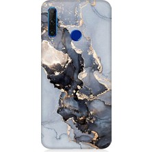 Teknomeg Huawei Honor 20 Lite Uyumlu Mermer ve Altın Desenli Silikon Kılıf