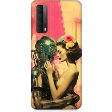 Teknomeg Huawei P Smart 2021 Uyumlu Robot ve Aşk Desenli Silikon Kılıf
