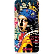 Teknomeg Huawei P Smart Pro Uyumlu Inci Küpeli Kız Popart Desenli Silikon Kılıf