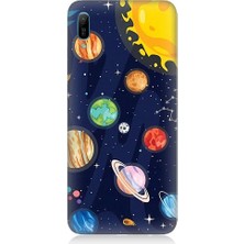 Teknomeg Huawei Y6 2019 Uyumlu Gezegenler ve Yıldız Haritası Desenli Silikon Kılıf