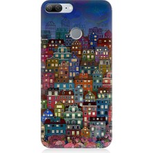 Teknomeg Huawei Honor 9 Lite Uyumlu Minyatür Evler ve Gece Desenli Silikon Kılıf