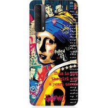 Teknomeg Huawei P Smart 2021 Uyumlu Inci Küpeli Kız Popart Desenli Silikon Kılıf