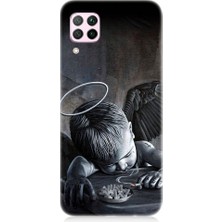 Teknomeg Huawei P40 Lite Uyumlu Hayattan Bıkmış Melek Desenli Silikon Kılıf