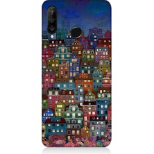 Teknomeg Huawei P30 Lite Uyumlu Minyatür Evler ve Gece Desenli Silikon Kılıf