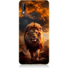 Teknomeg Huawei P20 Lite Uyumlu Yırtıcı Aslan Kral Desenli Silikon Kılıf
