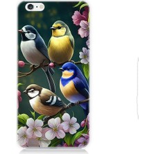 Teknomeg Apple iPhone 6 Uyumlu Mavi Sarı ve Siyah Başlı Kuşlar Desenli Silikon Kılıf