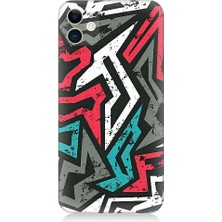 Teknomeg Apple iPhone 12 Uyumlu Grafiti Mozaik Desenler Desenli Silikon Kılıf