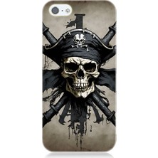 Teknomeg Apple iPhone 5 Uyumlu Korsan Kurukafa Desenli Silikon Kılıf