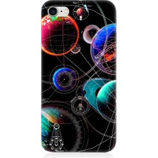 Teknomeg Apple iPhone 7 Uyumlu Sci Fi Gezegenler ve Vektörler Desenli Silikon Kılıf