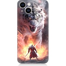 Teknomeg Apple iPhone 14 Uyumlu Beyaz Kaplan ve Samuray Desenli Silikon Kılıf