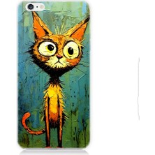 Teknomeg Apple iPhone 6 Plus Uyumlu Meraklı Şapşik Kedi Desenli Silikon Kılıf