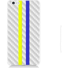 Teknomeg Apple iPhone 6 Uyumlu Sarı Lacivert Metal Motif Desenli Silikon Kılıf