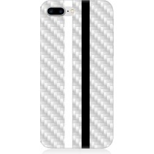 Teknomeg Apple iPhone 8 Plus Uyumlu Siyah Beyaz Metal Motif Desenli Silikon Kılıf