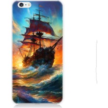 Teknomeg Apple iPhone 6 Uyumlu Kızıl Deniz Yelkenli Gemi Desenli Silikon Kılıf