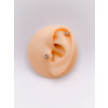 Cerrahi Çelik Piercing Zirkon Taşlı Lotus Çiçeği Figürlü Kıkırdak Helix Tragus Piercing(1adet)