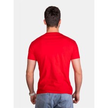 Çapıt Unisex %100 Pamuk Standart Kesim Sıfır Yaka Kısa Kollu Kırmızı T-Shirt