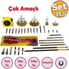 Badem10 Tornavida Matkap Bits Uç Vidalama Ucu Düz Yıldız Torx Adaptör Metre Çanak Telli Fırça 35 Parça Set