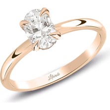 Lilarote 0.50 Ct Pırlanta Oval Tektaş Rose Yüzük