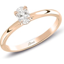 Lilarote 0.30 Ct Pırlanta Oval Tektaş Rose Yüzük