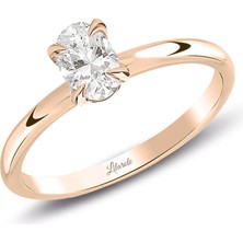Lilarote 0.40 Ct Pırlanta Oval Tektaş Rose Yüzük