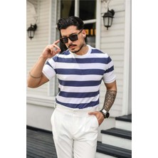 Tarz Cool Erkek Polo Yaka Çizgili Triko T-Shirt
