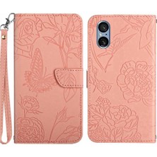 My Boutique1 Sony Xperia 5 V Için Deri Bilek Kayışı ile Pu Flip Telefon Kılıfı (Yurt Dışından)