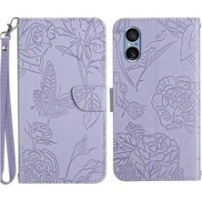 My Boutique1 Sony Xperia 5 V Için Deri Bilek Kayışı ile Pu Flip Telefon Kılıfı (Yurt Dışından)