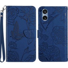 My Boutique1 Sony Xperia 5 V Için Deri Bilek Kayışı ile Pu Flip Telefon Kılıfı (Yurt Dışından)