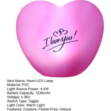 Shatıan LED Gece Işığı Parlamayan Yaratıcı Aşk Kalp 3D LED Lamba Düğün Süs Faydalı Pembe (Yurt Dışından)