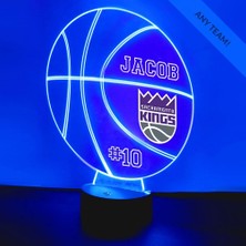 Shatıan Sacramento Basketbol Kings Spor Gece Işığı Masa Masa Lambası Spor Kask LED El Yapımı Uzaktan Kumanda ile Kişiselleştirilmiş Büyük Hediye (Yurt Dışından)