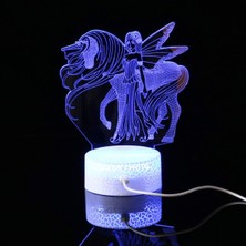 Shatıan 3D Unicorn Işık Akrilik Gece Lambası LED 7 Renk Değişimi Illusion Dokunmatik Uzaktan Masa Lambası USB Işık Pil Olmadan Yatak Odası Çocuklar Için (Yurt Dışından)