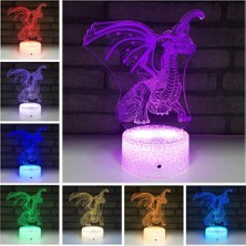 Shatıan Ejderha 3D Optik Illüzyon Çocuk Lambası 3D Gece Işığı Başucu Lambası Uzaktan Kumandalı 16 Renk Ejderha Oyuncakları Erkekler ve Kızlar Için Mükemmel Bir Doğum Günü Olarak (Yurt Dışından)