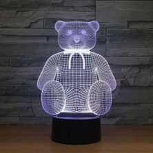 Shatıan 3D Illusion Gece Lambası, Noel Hayvan Ayı 16 Renk Değişimi Dokunmatik LED Masa Masa Lambası Erkek Kız Yatak Odası Dekorasyonu Için USB Dekoratif Uzaktan Kumandalı Doğum Günü Hediyeleri (Yurt Dışından)