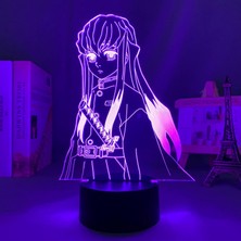 Shatıan LED Işık Anime Demon Slayer Muichiro Tokito Çocuk Yatak Odası Dekoru Için Aydınlatma Doğum Günü Hediyesi Manga 3D Gece Lambası Kimetsu Hiçbir Yaiba (Yurt Dışından)