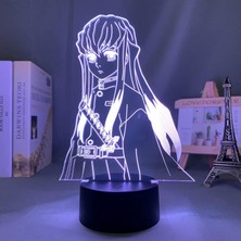 Shatıan LED Işık Anime Demon Slayer Muichiro Tokito Çocuk Yatak Odası Dekoru Için Aydınlatma Doğum Günü Hediyesi Manga 3D Gece Lambası Kimetsu Hiçbir Yaiba (Yurt Dışından)