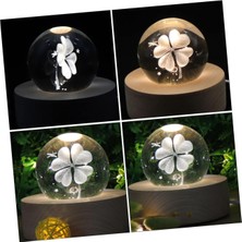 Shatıan Adet Dört Yapraklı Küçük Gece Lambası Atlıkarınca Müzik Kutusu Kristal Müzik Topu Müzik Kutusu Kristal Atmosfer LED Lamba 3D Top Işık 3D Top Lamba Küresel Işık Döndürmek Için Akrilik (Yurt Dışından)